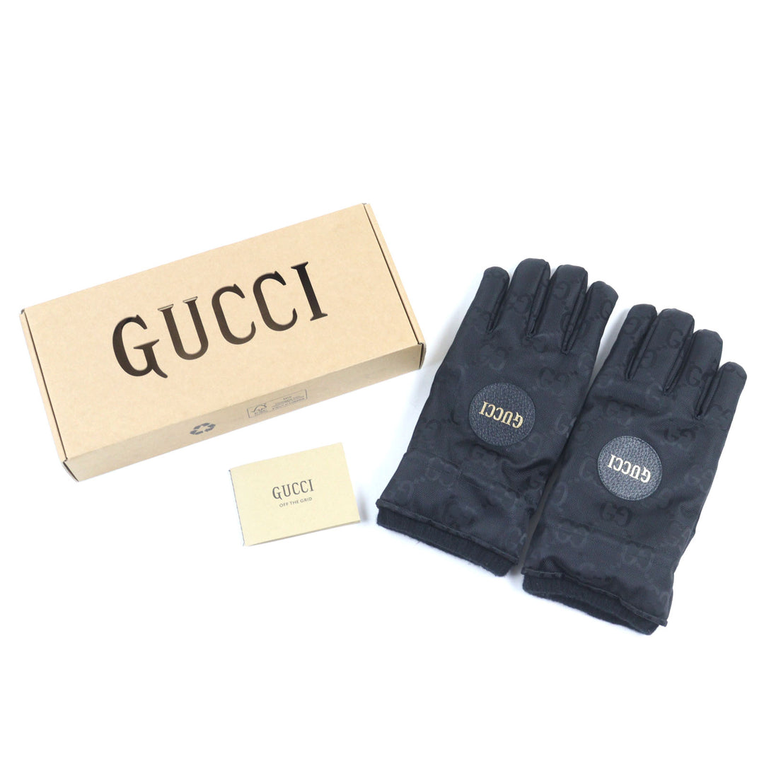Excellent GUCCI gloves Ski gloves with GG logo leather patch Nylon mens 652996