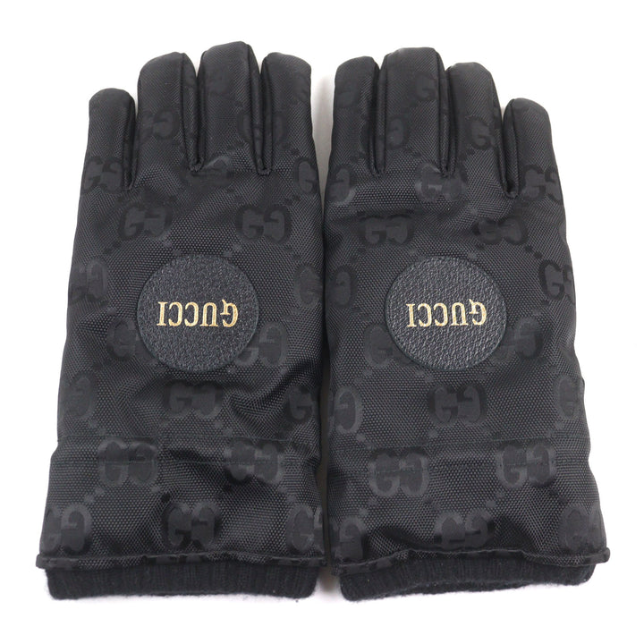 Excellent GUCCI gloves Ski gloves with GG logo leather patch Nylon mens 652996