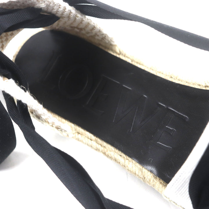 Pristine LOEWE Sandals Espadrilles Lace-up Shoes Beige black canvas mens 43