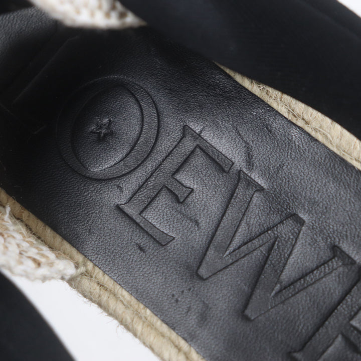Pristine LOEWE Sandals Espadrilles Lace-up Shoes Beige black canvas mens 43
