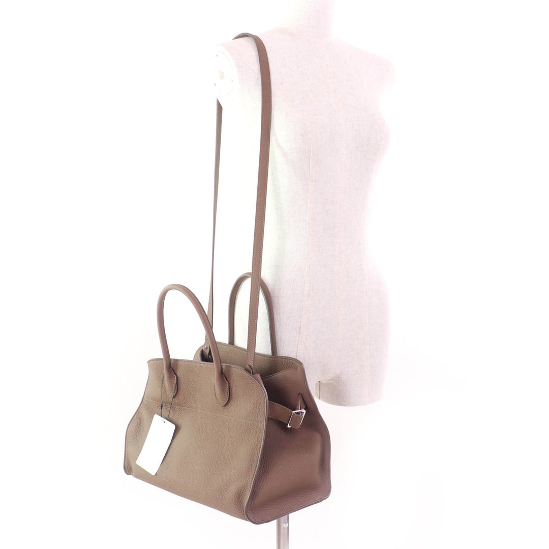 Pristine THE ROW Handbag Soft Margaux 12 Soft Margaux 12 Taupe Calf leather