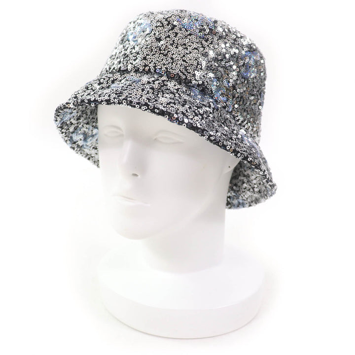 CHANEL hat Sequin COCO Mark bucket hat Silver polyester Women M 24C