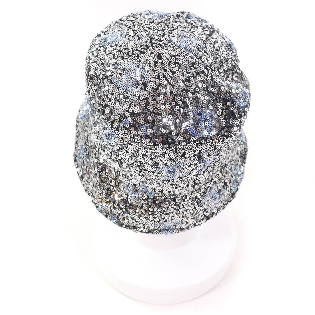 CHANEL hat Sequin COCO Mark bucket hat Silver polyester Women M 24C