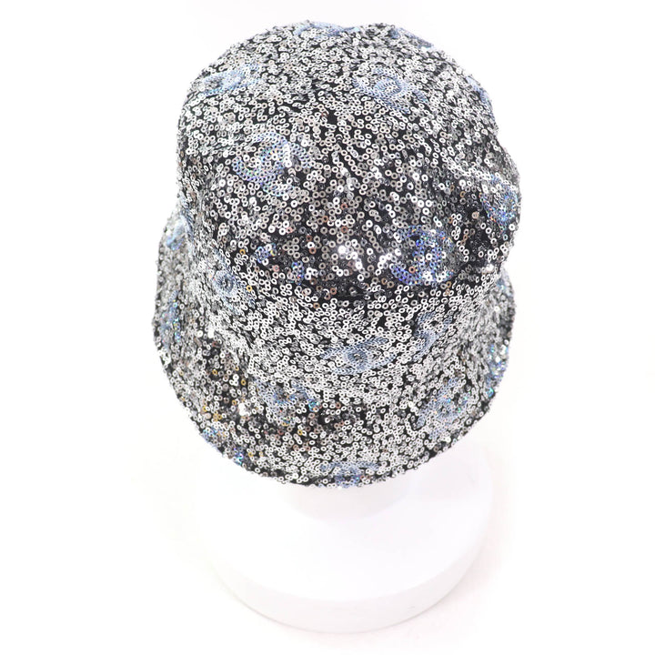 CHANEL hat Sequin COCO Mark bucket hat Silver polyester Women M 24C