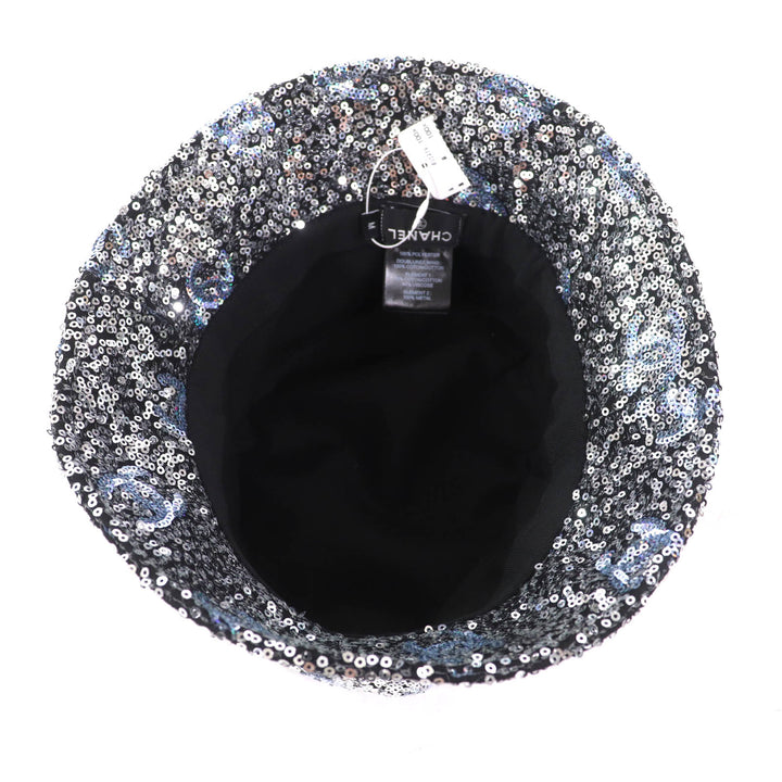 CHANEL hat Sequin COCO Mark bucket hat Silver polyester Women M 24C