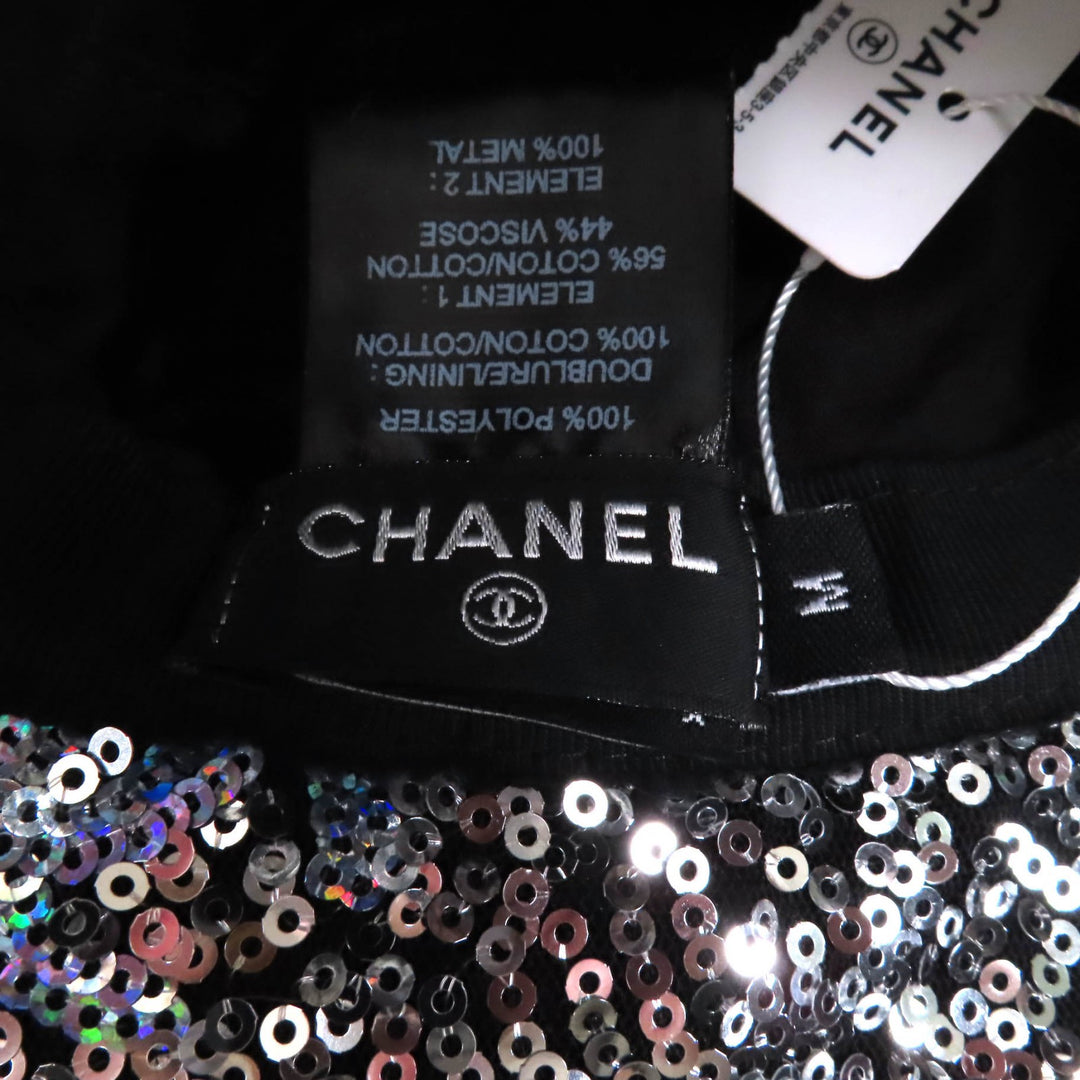 CHANEL hat Sequin COCO Mark bucket hat Silver polyester Women M 24C