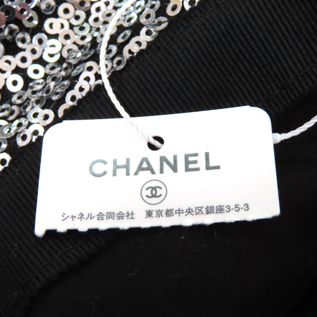 CHANEL hat Sequin COCO Mark bucket hat Silver polyester Women M 24C