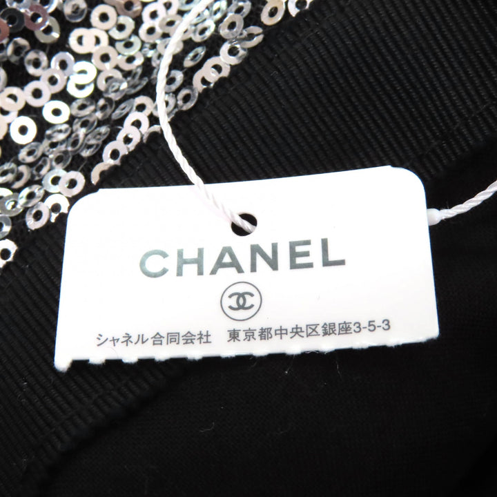 CHANEL hat Sequin COCO Mark bucket hat Silver polyester Women M 24C