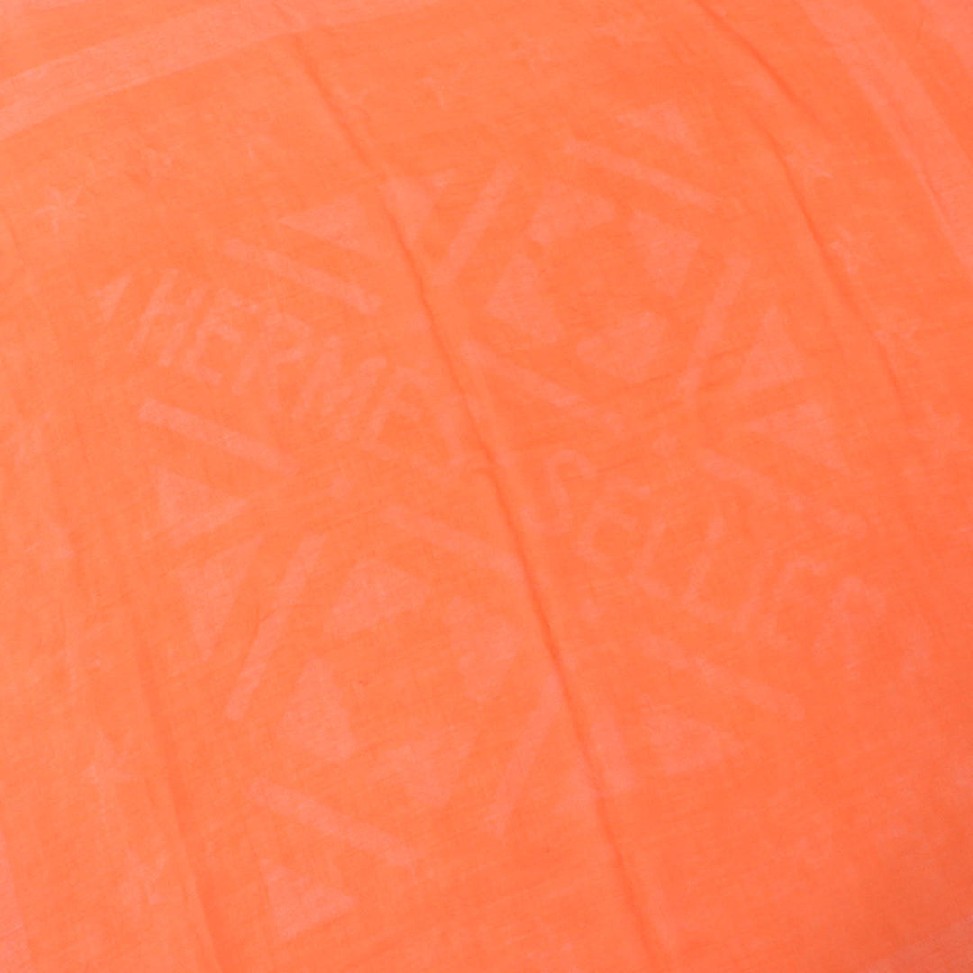 Excellent HERMES scarf Jacquard Serie with Fringe Orange cashmere Women
