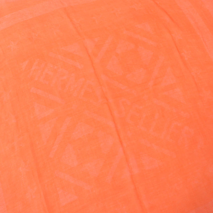 Excellent HERMES scarf Jacquard Serie with Fringe Orange cashmere Women