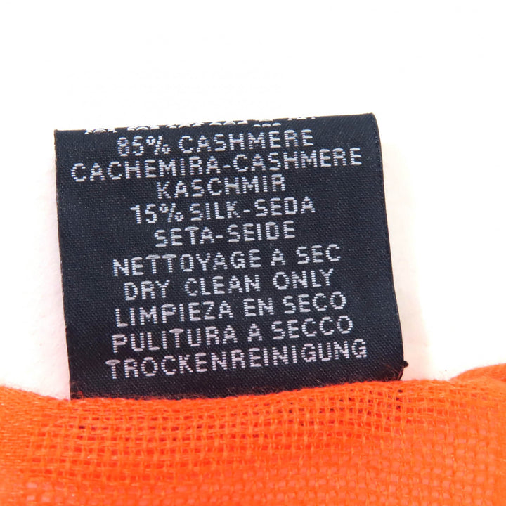 Excellent HERMES scarf Jacquard Serie with Fringe Orange cashmere Women