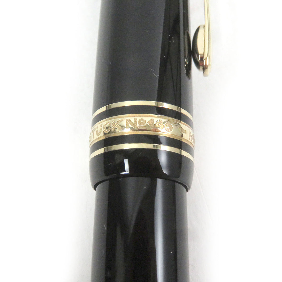Great MONTBLANC fountain pen Meisterstuck 146 Cap type Black gold 14K mens