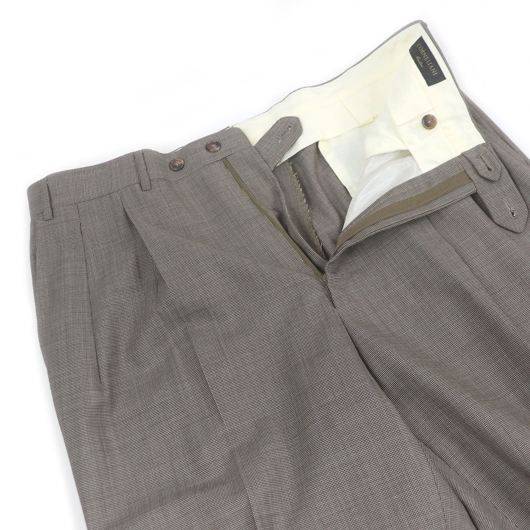Excellent Corneliani suit All-over pattern Super130s single Brown Virgin wool mens 52