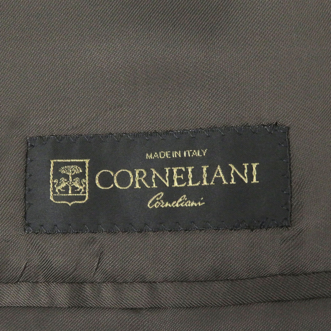 Excellent Corneliani suit All-over pattern Super130s single Brown Virgin wool mens 52