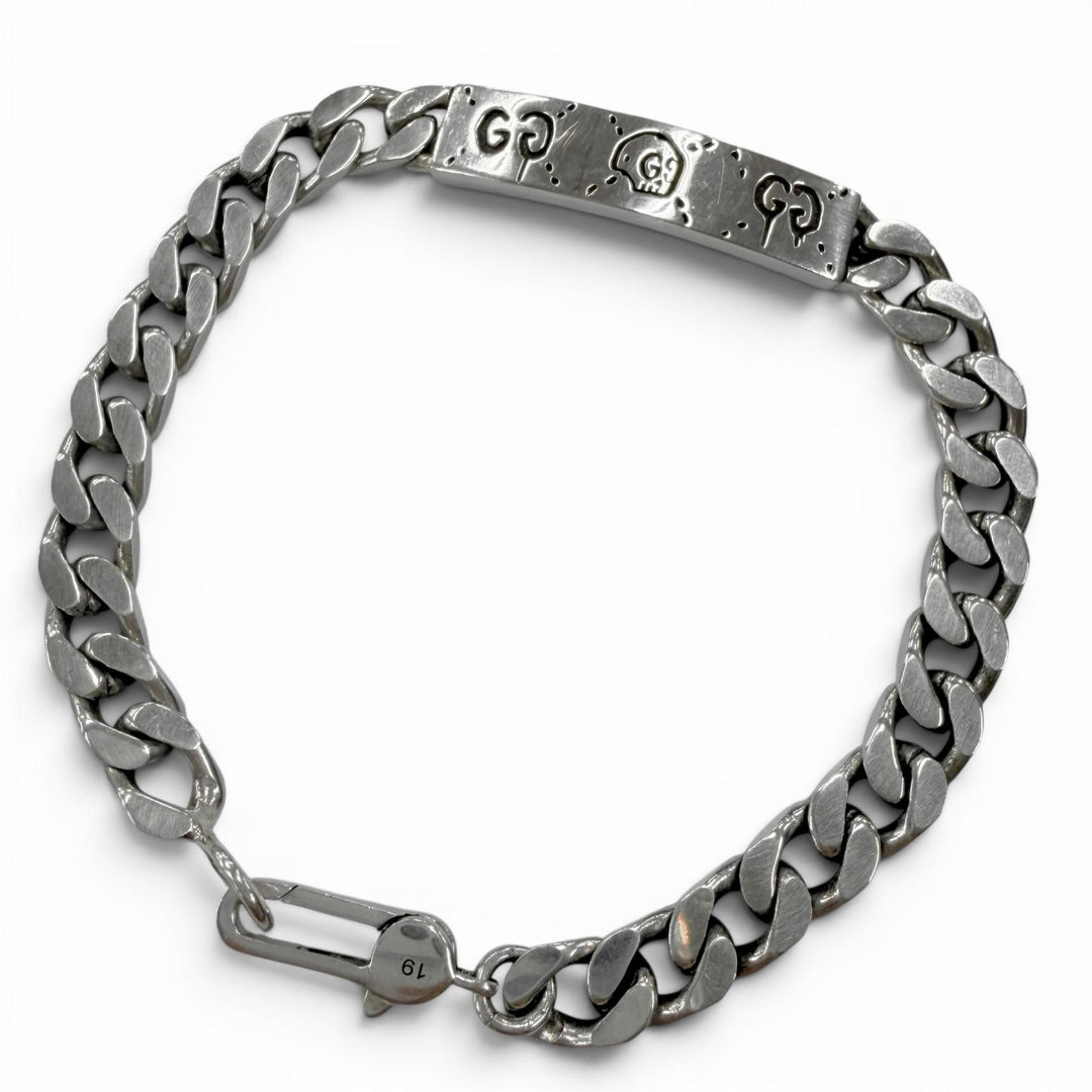 Great GUCCI bracelet Ghost ID Plate Kihei Chain Silver AG925 mens 19