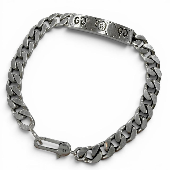 Great GUCCI bracelet Ghost ID Plate Kihei Chain Silver AG925 mens 19