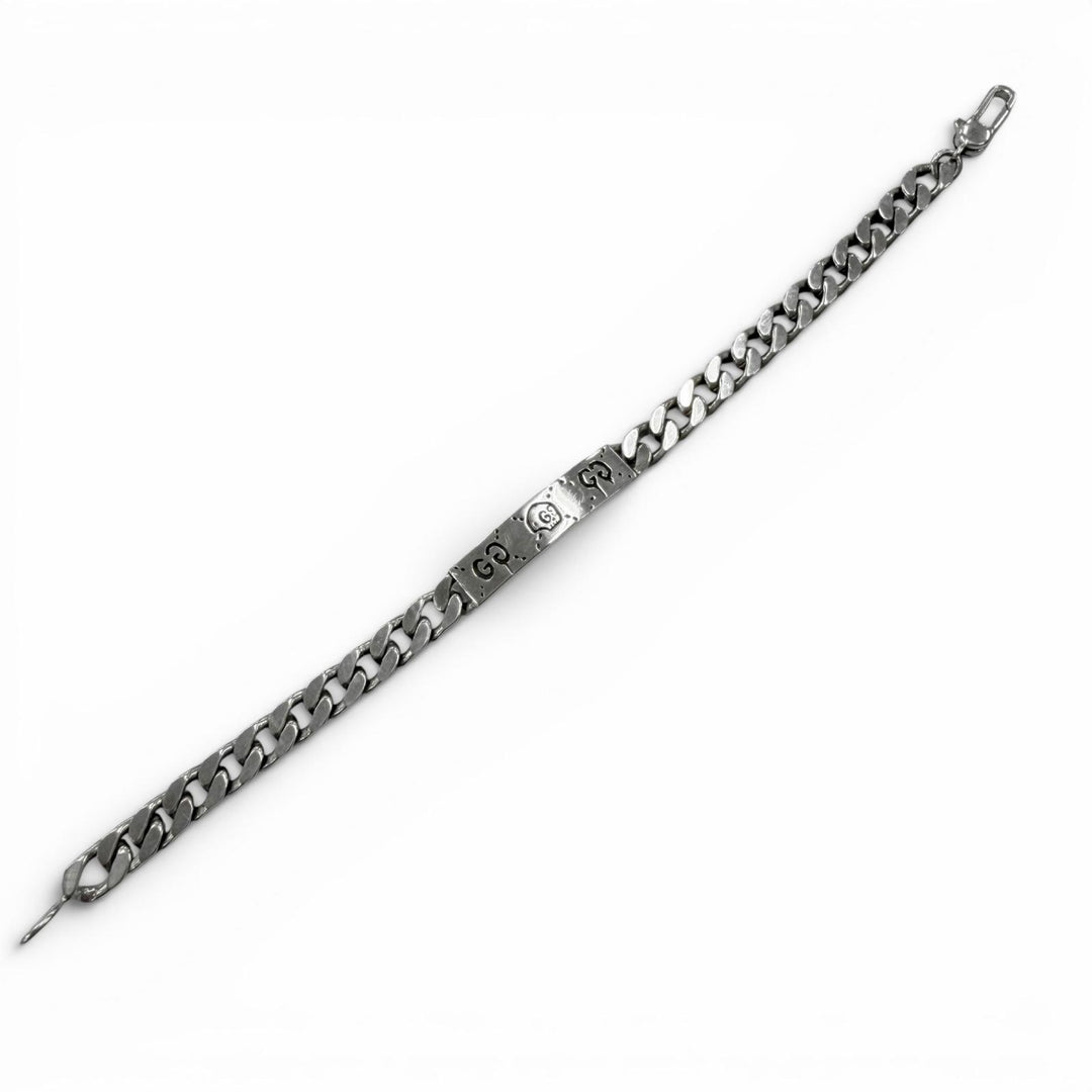 Great GUCCI bracelet Ghost ID Plate Kihei Chain Silver AG925 mens 19