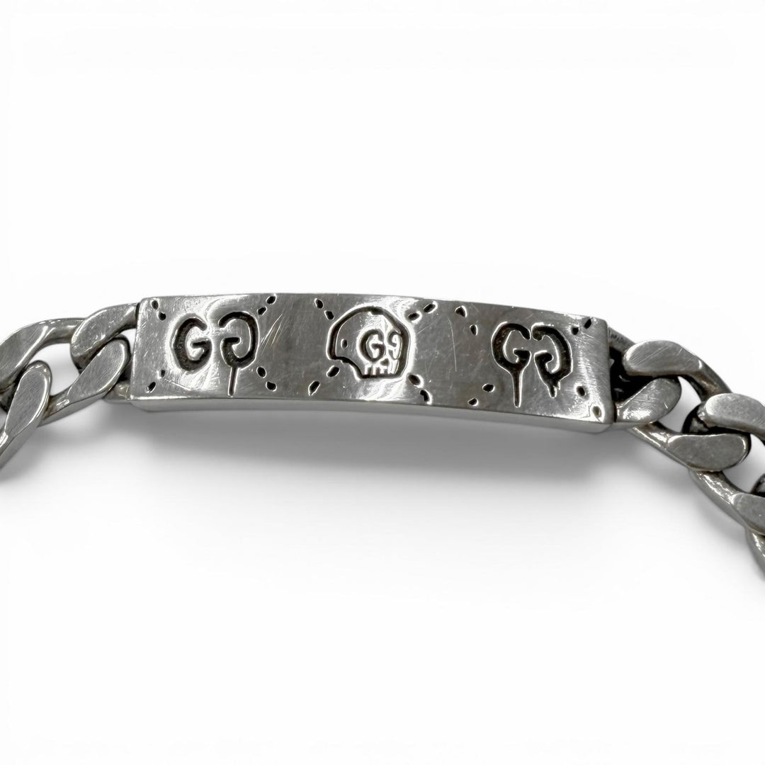 Great GUCCI bracelet Ghost ID Plate Kihei Chain Silver AG925 mens 19