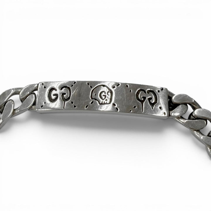 Great GUCCI bracelet Ghost ID Plate Kihei Chain Silver AG925 mens 19