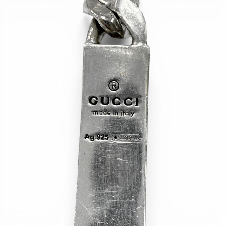 Great GUCCI bracelet Ghost ID Plate Kihei Chain Silver AG925 mens 19