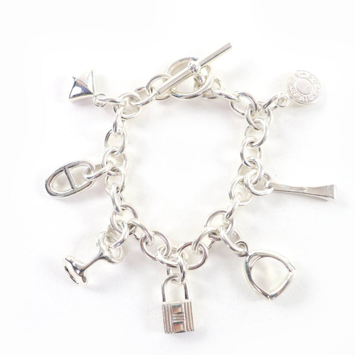 Great HERMES bracelet Bangle with 7 amulets Silver 925 Women