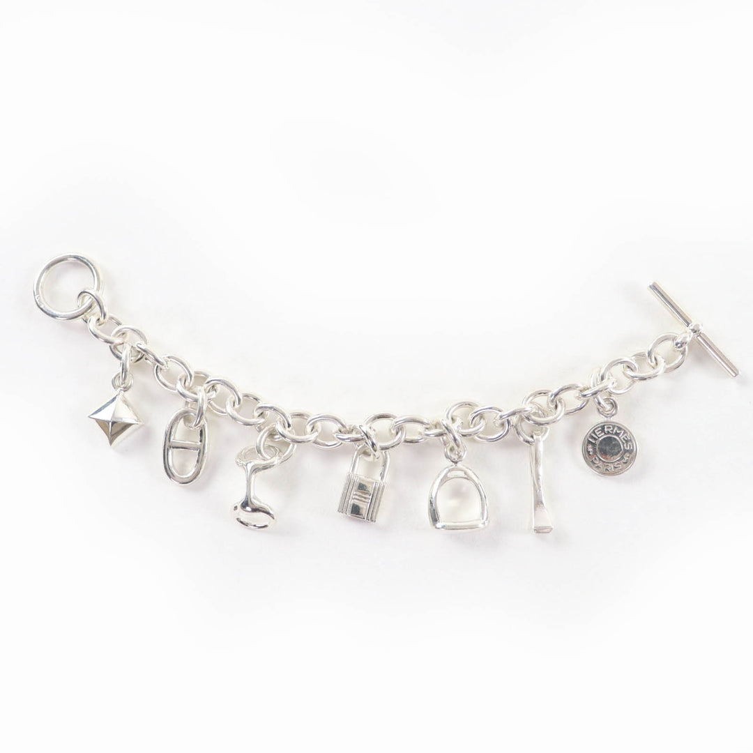 Great HERMES bracelet Bangle with 7 amulets Silver 925 Women