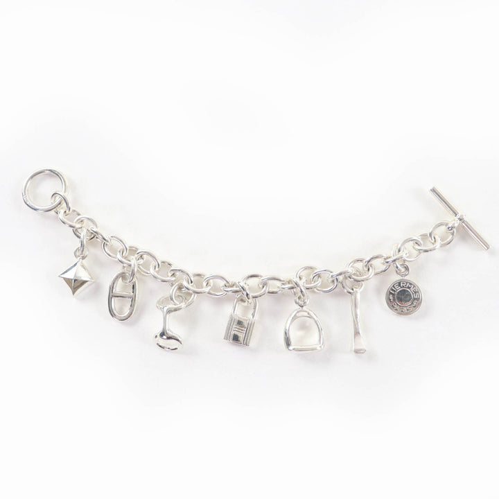 Great HERMES bracelet Bangle with 7 amulets Silver 925 Women