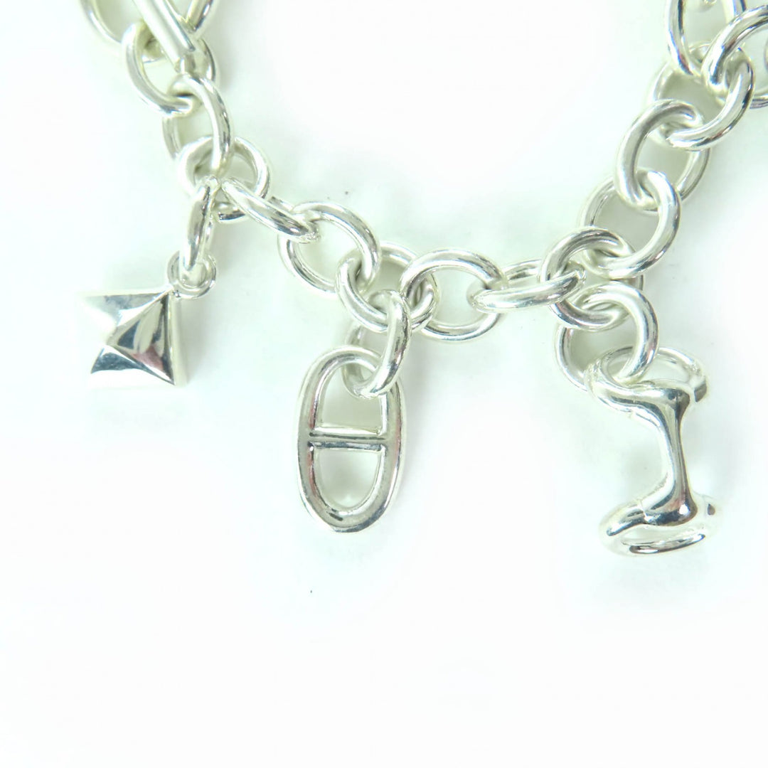 Great HERMES bracelet Bangle with 7 amulets Silver 925 Women