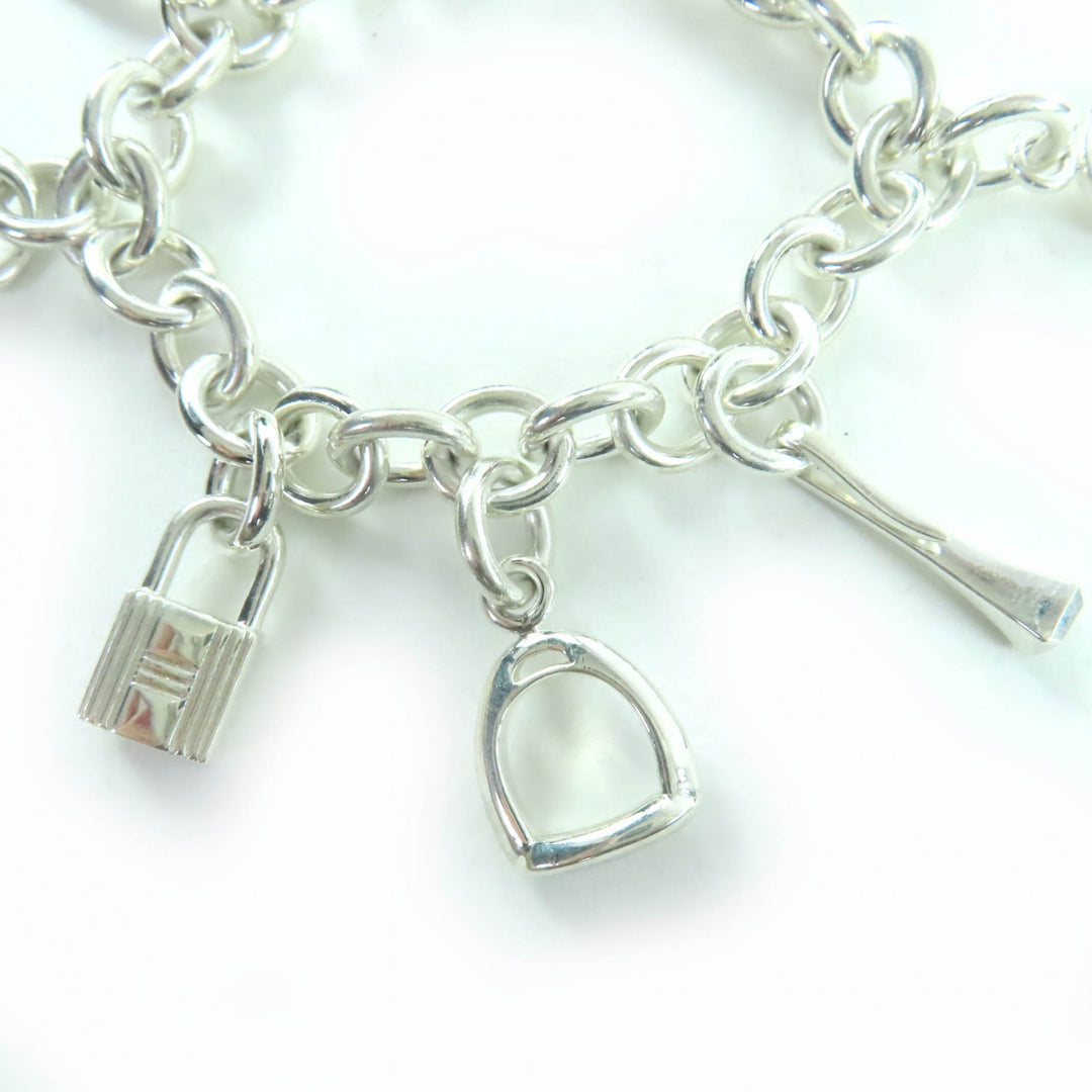 Great HERMES bracelet Bangle with 7 amulets Silver 925 Women