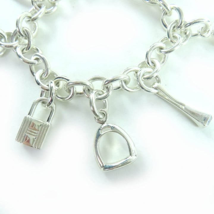 Great HERMES bracelet Bangle with 7 amulets Silver 925 Women