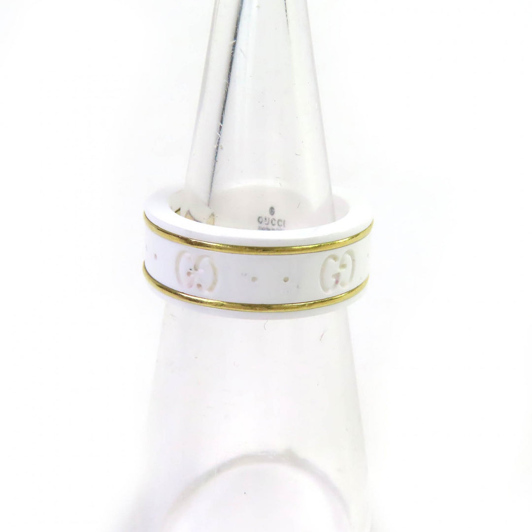 Excellent GUCCI Ring Icon Ring GG Ring White gold ceramic Women