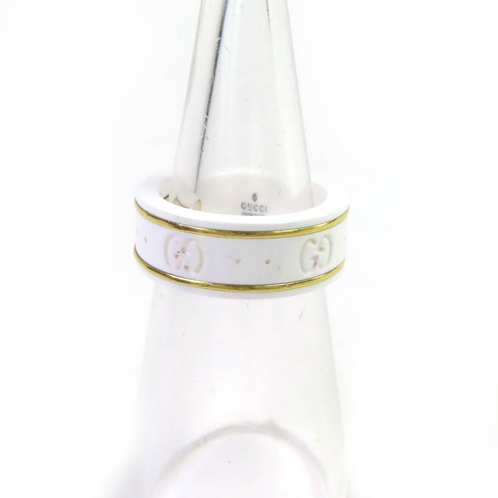 Excellent GUCCI Ring Icon Ring GG Ring White gold ceramic Women