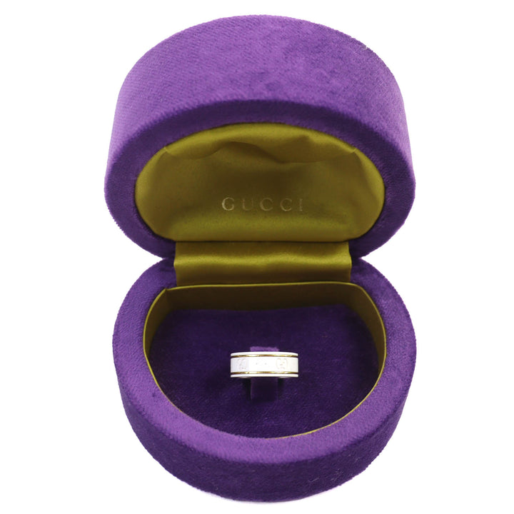 Excellent GUCCI Ring Icon Ring GG Ring White gold ceramic Women