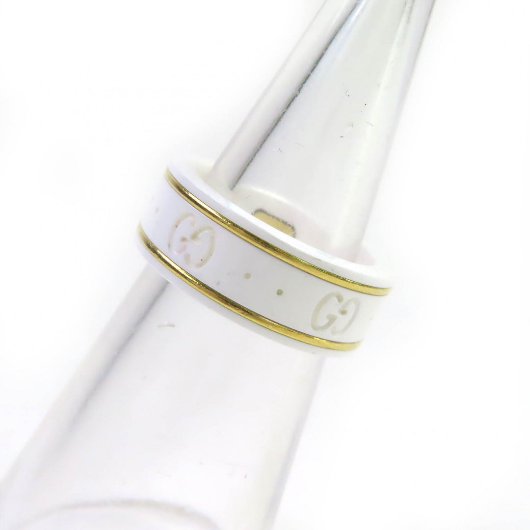 Excellent GUCCI Ring Icon Ring GG Ring White gold ceramic Women