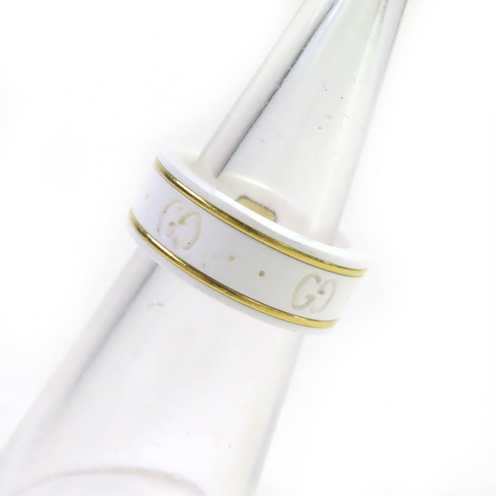 Excellent GUCCI Ring Icon Ring GG Ring White gold ceramic Women