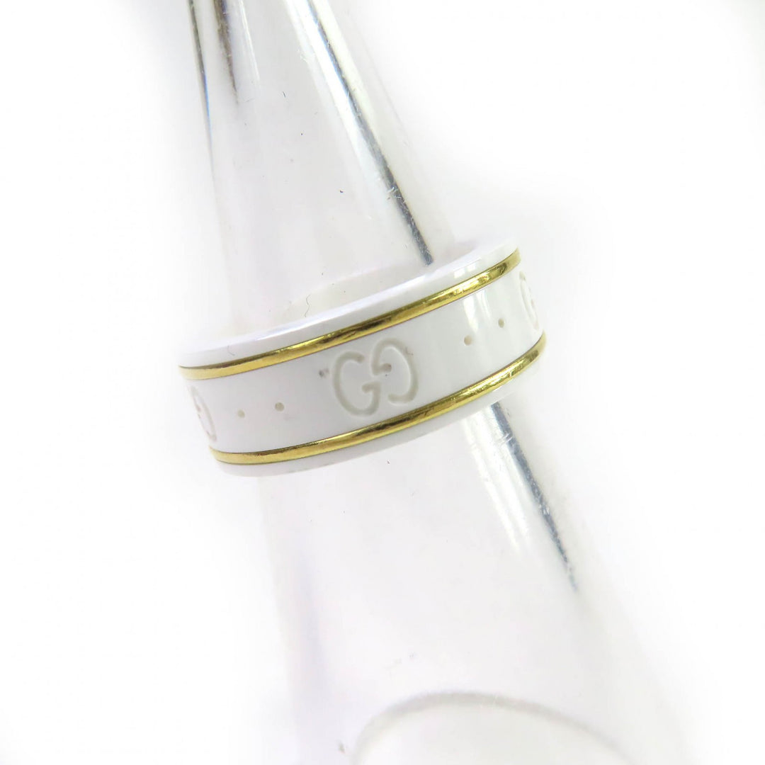 Excellent GUCCI Ring Icon Ring GG Ring White gold ceramic Women