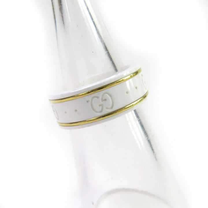 Excellent GUCCI Ring Icon Ring GG Ring White gold ceramic Women