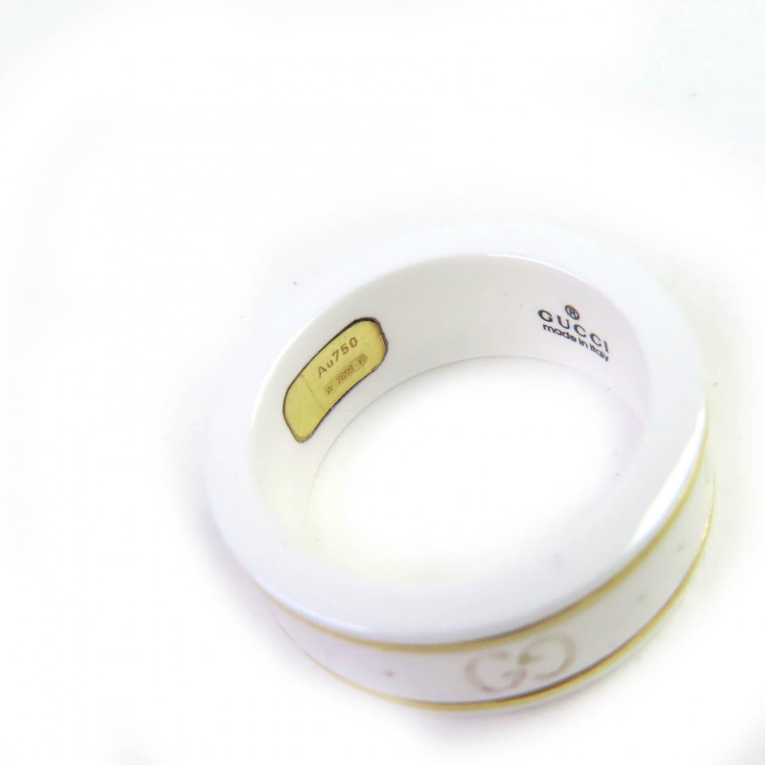 Excellent GUCCI Ring Icon Ring GG Ring White gold ceramic Women