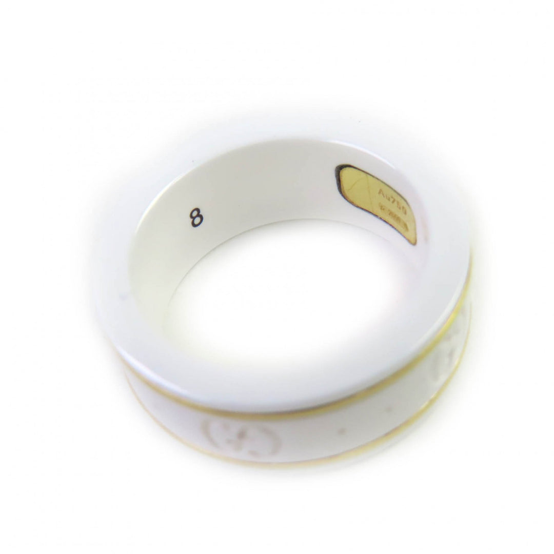 Excellent GUCCI Ring Icon Ring GG Ring White gold ceramic Women