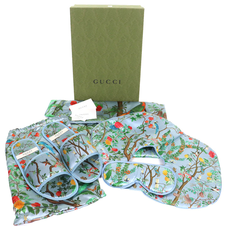 Pristine GUCCI Other Botanical Travel Set: Eye Mask, Air Pillow, and Slippers 3-Piece L