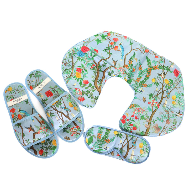 Pristine GUCCI Other Botanical Travel Set: Eye Mask, Air Pillow, and Slippers 3-Piece L