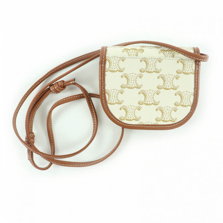 Great CELINE Coin case White brown PVC Women