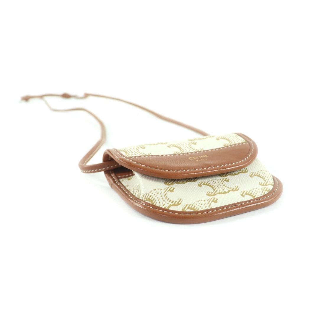 Great CELINE Coin case White brown PVC Women