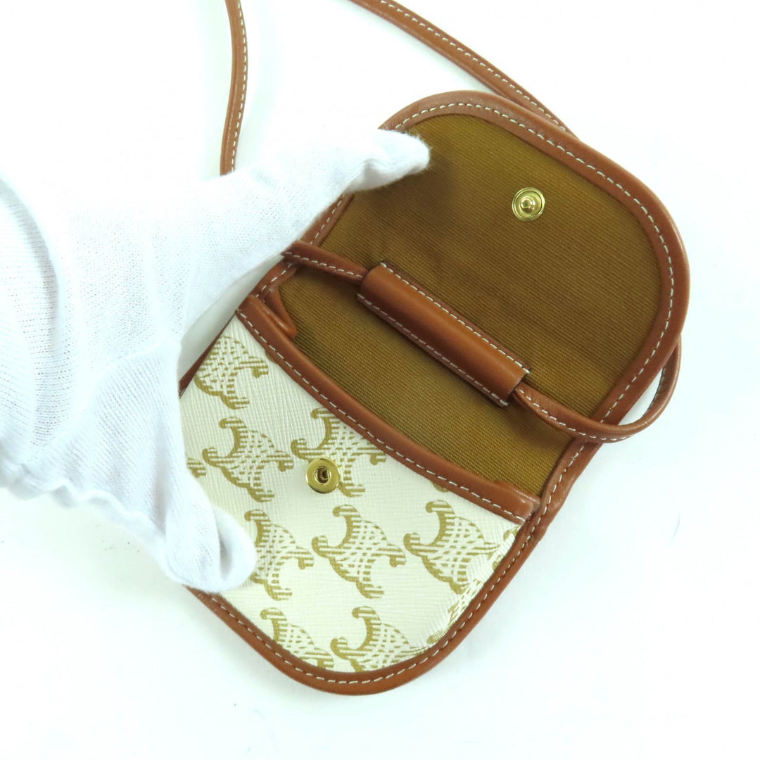 Great CELINE Coin case White brown PVC Women