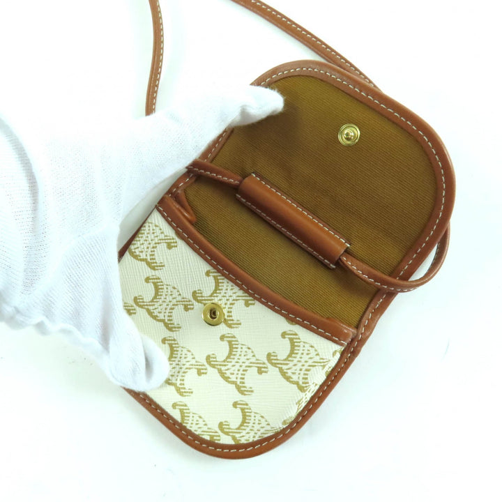Great CELINE Coin case White brown PVC Women