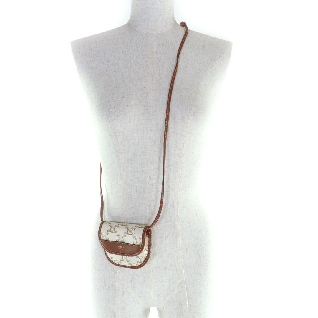 Great CELINE Coin case White brown PVC Women