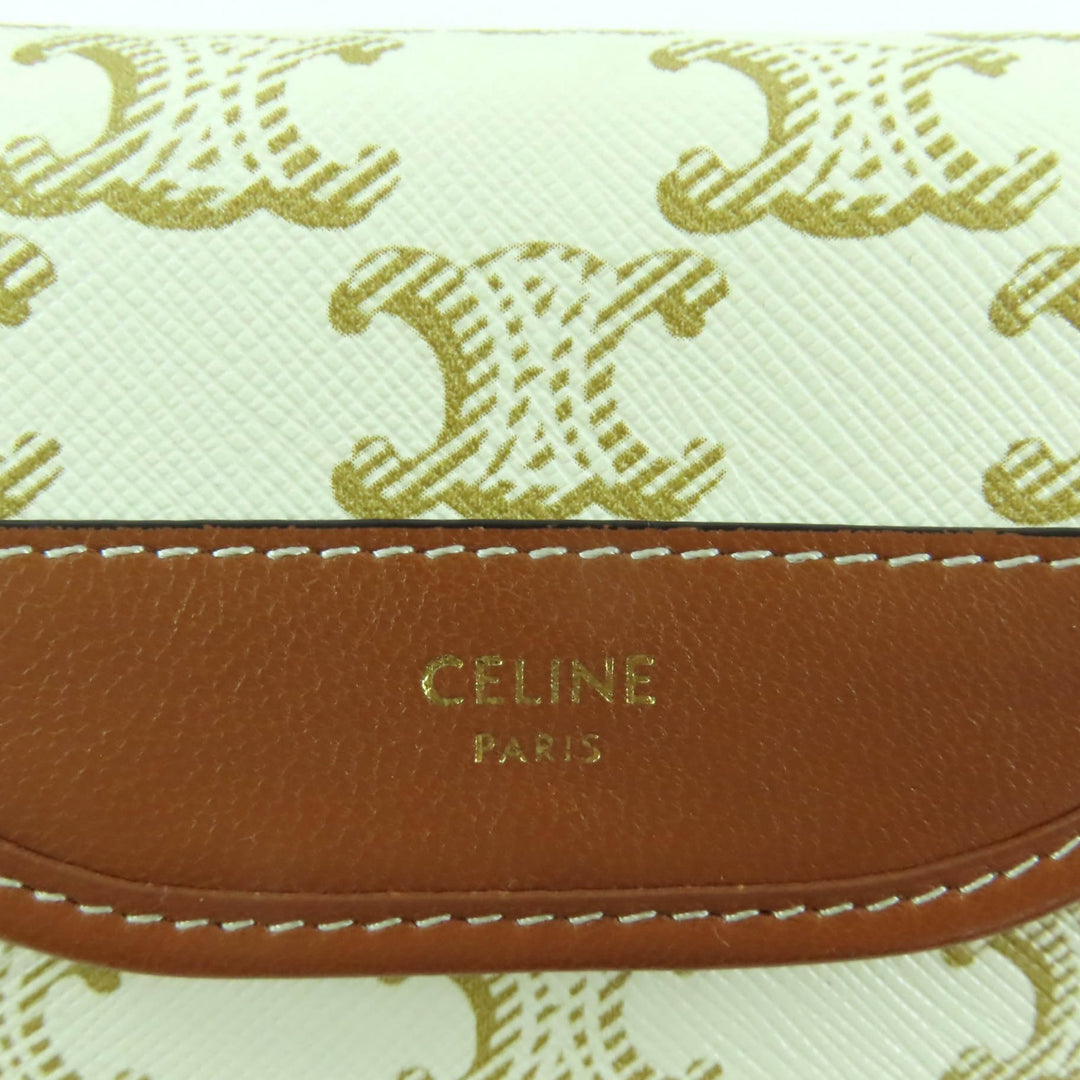Great CELINE Coin case White brown PVC Women