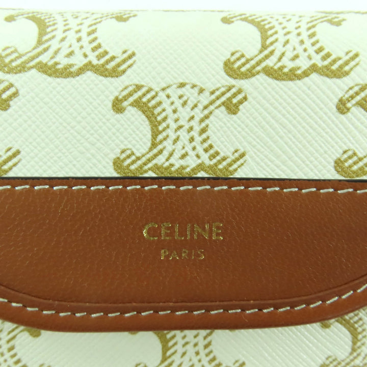 Great CELINE Coin case White brown PVC Women