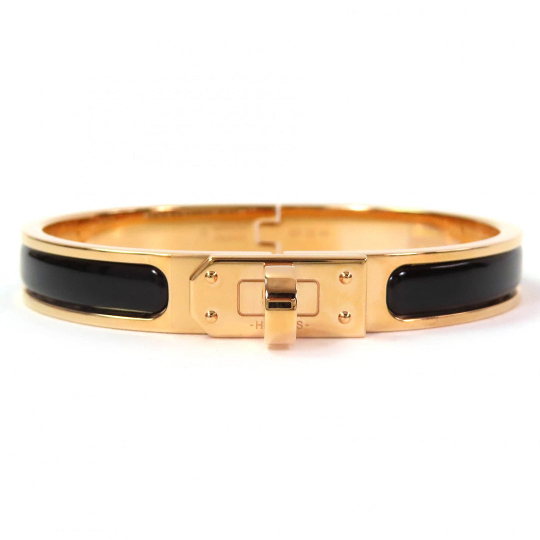 Pristine HERMES Bangle Mini Click Kelly bracelet Gold black Gold Plated Women