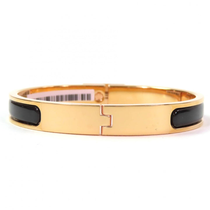 Pristine HERMES Bangle Mini Click Kelly bracelet Gold black Gold Plated Women